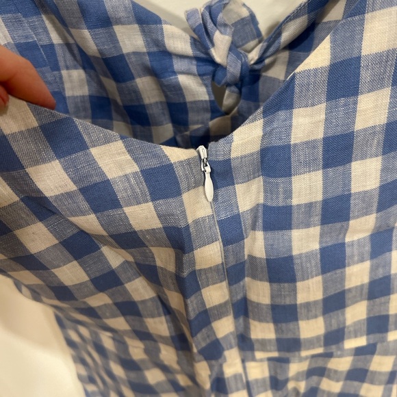 Reformation Linen Mini Sundress adjustable straps Blue & White checkered Size 8 - Picture 6 of 11